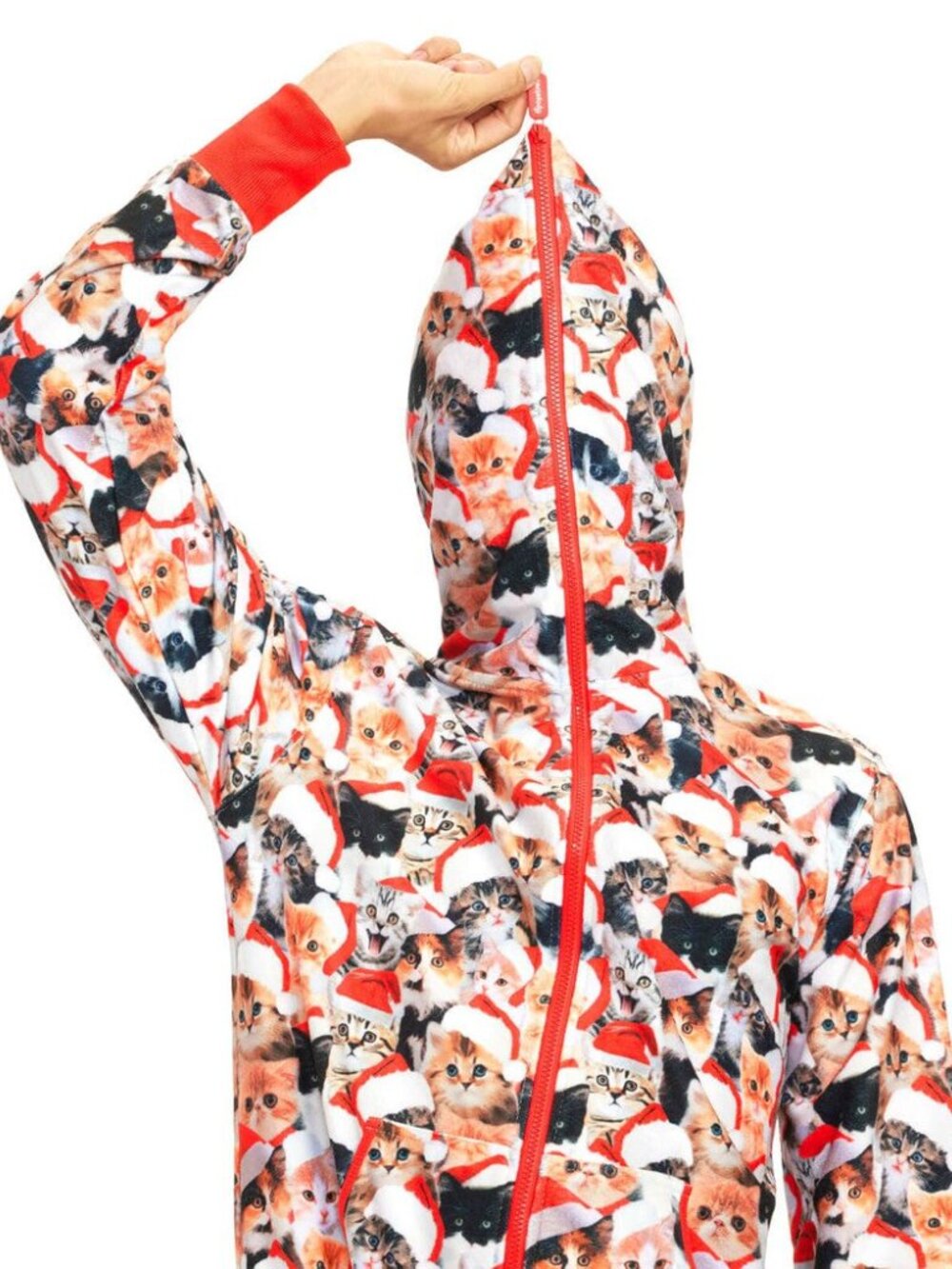 Tipsy Elves Meowy Catmas Jumpsuit Pajamas Christmas Cats Holiday One Piece L